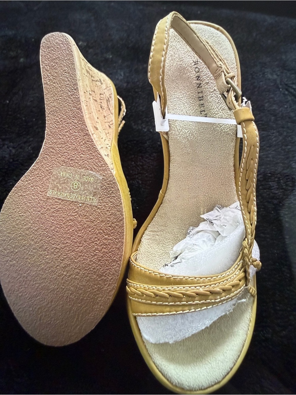 Bonnibel Gold and Tan Wedge Sandals - Picture 13 of 13